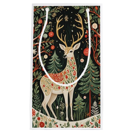 Midnight Forest Christmas Deer Kleine Geschenktüte (Vorderseite)
