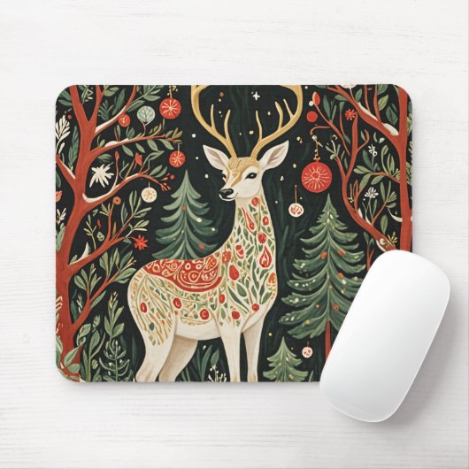 Midnight Forest Christmas Deer Mousepad (Mit Mouse)