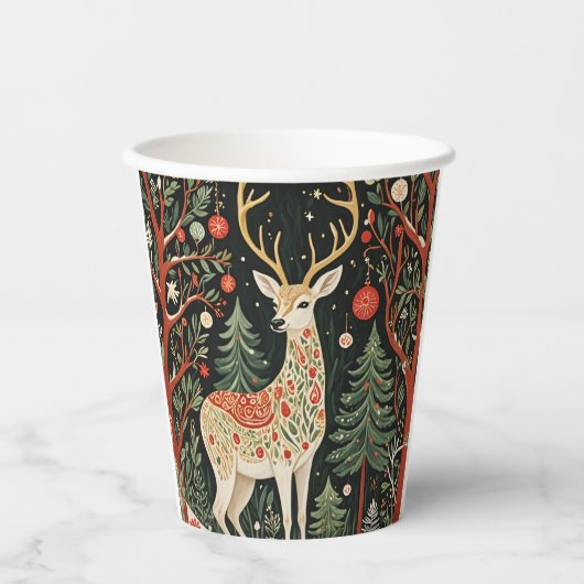 Midnight Forest Christmas Deer Pappbecher (Vorderseite)