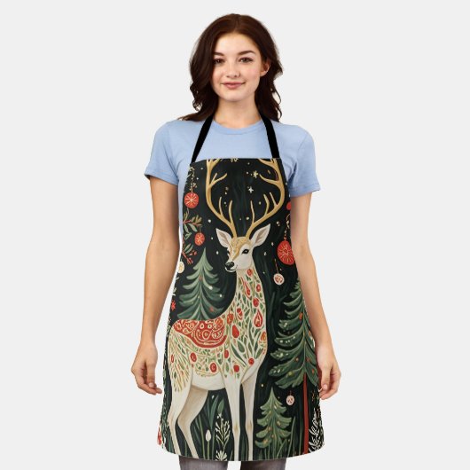 Midnight Forest Christmas Deer Schürze (Getragen)