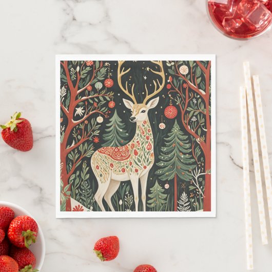 Midnight Forest Christmas Deer Serviette (Beispiel)