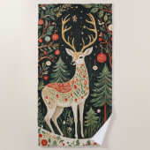 Midnight Forest Christmas Deer Strandtuch (Vorderseite)