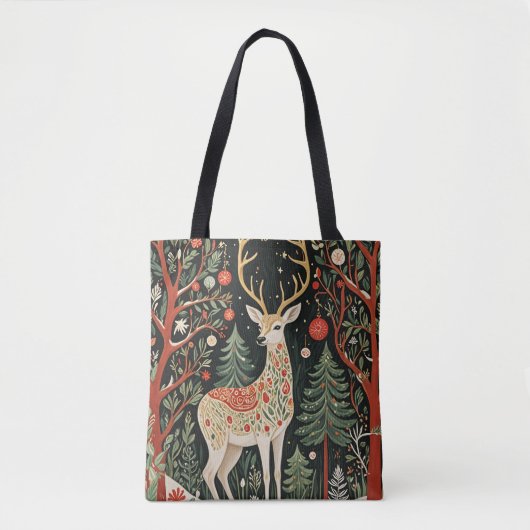 Midnight Forest Christmas Deer Tasche (Vorderseite)