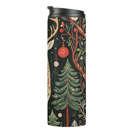 Midnight Forest Christmas Deer Thermosbecher (Nach rechts gedreht)