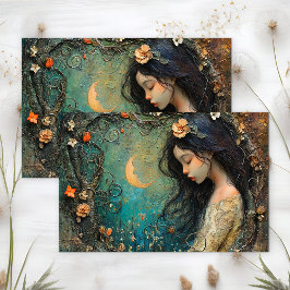 MIDNIGHT FOREST FAIRE DECOUPAGE SEIDENPAPIER