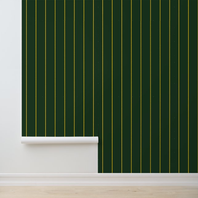 Midnight Forest Green Pinstripes Tapete (Anwendung)
