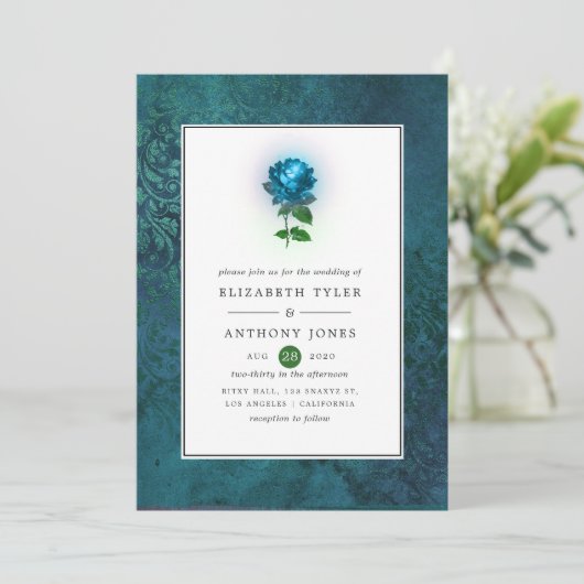 Midnight Forest Wedding Einladung (Stehend Vorderseite)