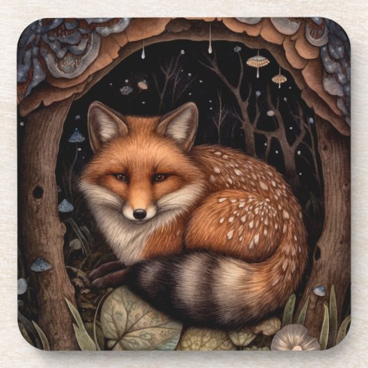 Midnight Fox Hard Achterbahn Getränkeuntersetzer (Vorderseite)