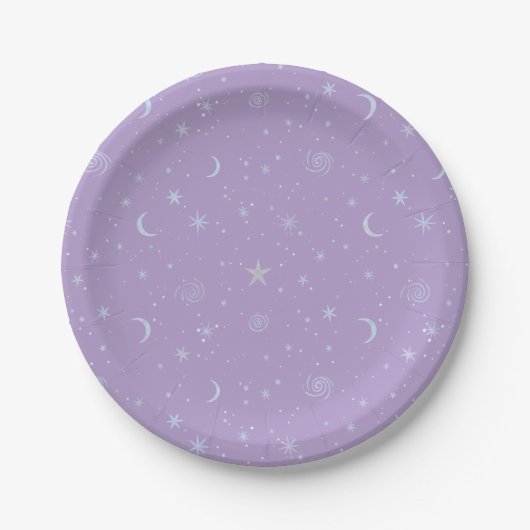Midnight Galaxy Celestial auf helllila Pappteller (Vorderseite)
