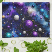 Midnight Galaxy Poly Blasen  Geschirrtuch (Gefaltet)