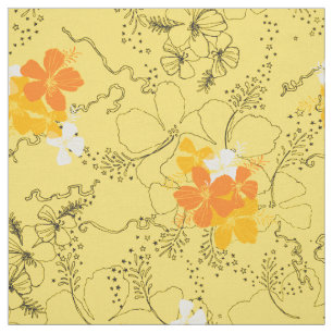 Midnight Garden Hawaiian Hibiskus Floral Stoff