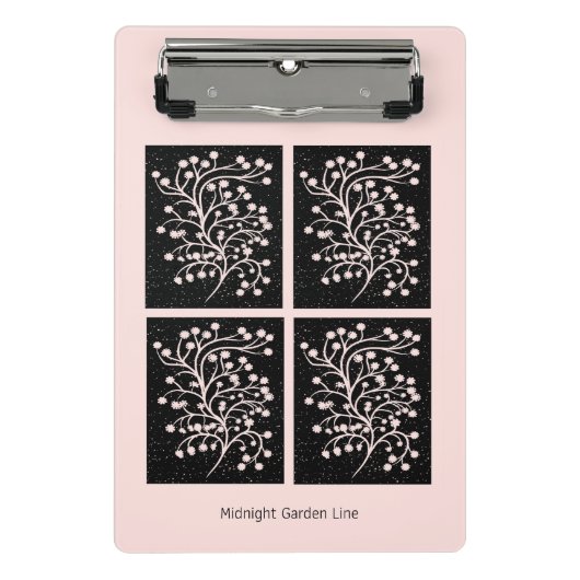 Midnight Garden Line Soft Pink Mini Klemmbrett (Vorderseite)