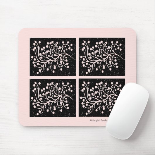 Midnight Garden Line Soft Pink Mousepad (Mit Mouse)
