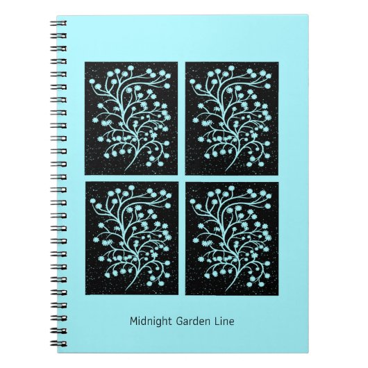 Midnight Garden Line Türkisnebel Notizblock (Vorderseite)