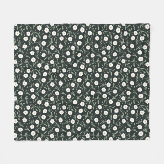 Midnight Garden Modern Farmhouse Daisy Pattern Fleecedecke (Vorderseite (Horizontal))