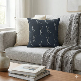 Midnight Garden Navy Abstract Sketchy Lines Kissen