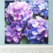 Midnight Garden Violet Hydrangea Wassercolor Leinwanddruck (Insitu (Holzboden))