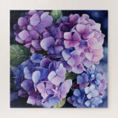 Midnight Garden Violet Hydrangea Wassercolor Puzzle (Horizontal)