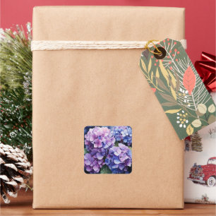 Midnight Garden Violet Hydrangea Wassercolor Quadratischer Aufkleber