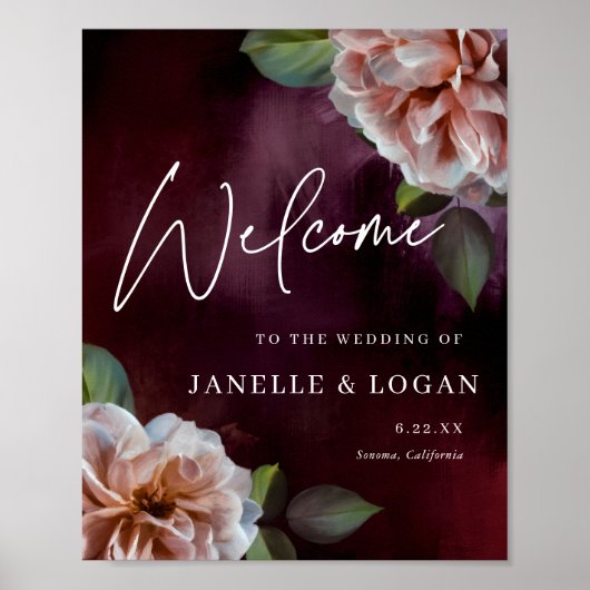 Midnight Garden Wedding Empfang Begrüßungszeichen Poster (Vorne)