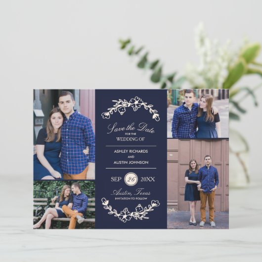 Midnight Garden Wedding Save the Date (Stehend Vorderseite)