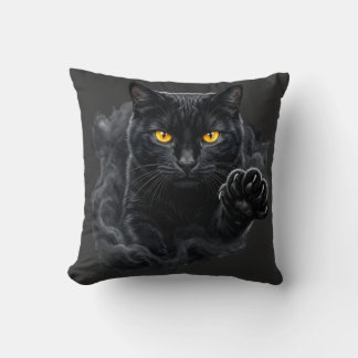 Midnight Gaze Black Cat Pillow Kissen