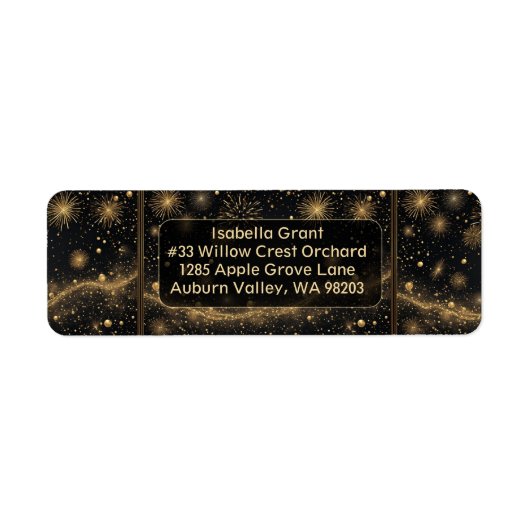 Midnight Gold Champagne Dream Return Address Label (Vorne)