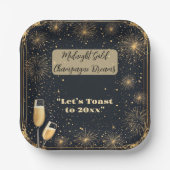 Midnight Gold Champagne Dreams Bubbly New Year Fun Pappteller (Vorderseite)
