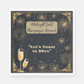 Midnight Gold Champagne Dreams Bubbly New Year Fun Serviette (Vorderseite)