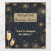 Midnight Gold Champagne Dreams Bubbly New Year Fun Weinetikett (Einzelnes Label)