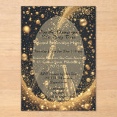 Midnight Gold Champagne Dreams New Year Bubbly Fun Acryleinladungen (Vorderseite)