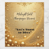 Midnight Gold Faux-Champagner-Traum-Blubbernder Ne Weinetikett (Einzelnes Label)