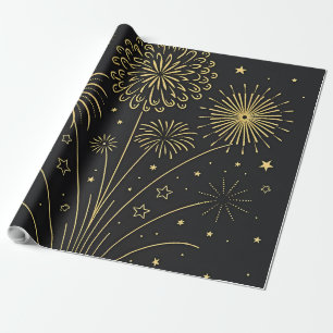 Midnight Gold Fireworks Wrapper Geschenkpapier
