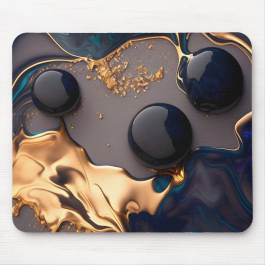 Midnight Gold Liquid Marble Mousepad (Vorne)