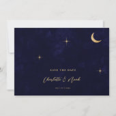 Midnight Gold Moon Stars Foto QR Code Wedding Save The Date (Vorderseite)