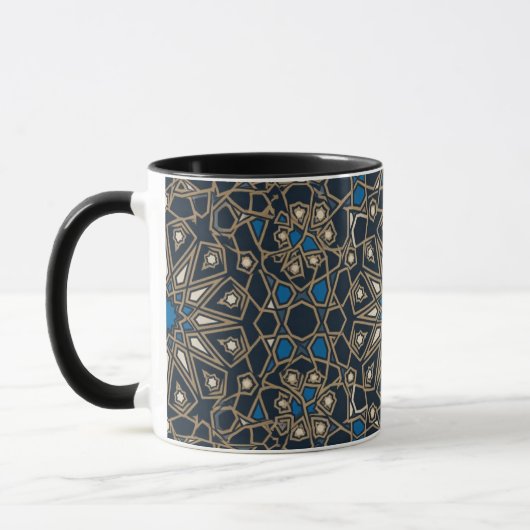Midnight & Gold Royal Islamic Geometric Mosaic Mug Tasse (Links)