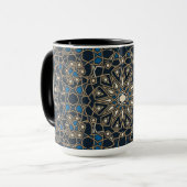 Midnight & Gold Royal Islamic Geometric Mosaic Tasse (Vorderseite Links)