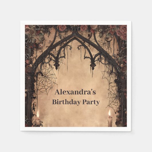 Midnight Gothic Cathedral Birthday Serviette (Vorderseite)