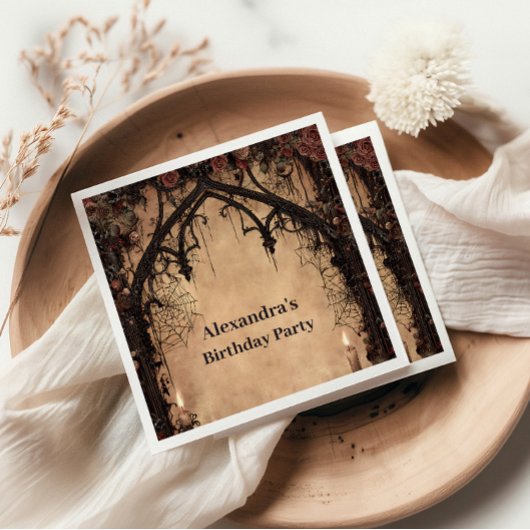 Midnight Gothic Cathedral Birthday Serviette