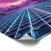 Midnight Grid — Vaporwave-Sonnenuntergangs-Poster Poster (Ecke)