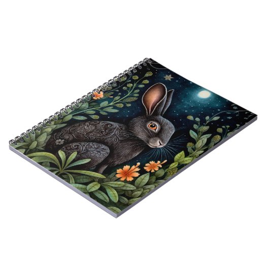 Midnight Hare Spiral Foto Notebook Notizblock (Linke Seite)