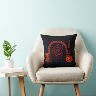 Midnight Hearth Mittelalterlich - Orange und Schwa Kissen