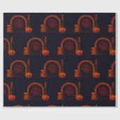 Midnight Hearth Mittelalterlich-Orange und Schwarz Geschenkpapier (Flach)