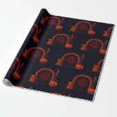Midnight Hearth Mittelalterlich-Orange und Schwarz Geschenkpapier (Ungerollt)