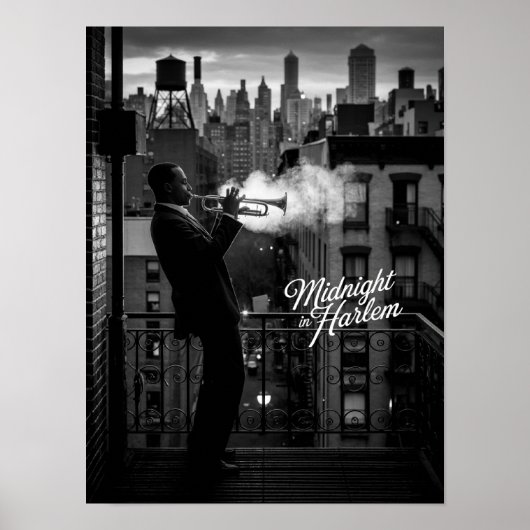 Midnight In Harlem Trompeter Foto Poster (Vorne)