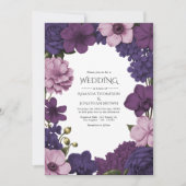 Midnight Iris, Velvet Plum & Dusty Petal Wedding Einladung (Vorderseite)