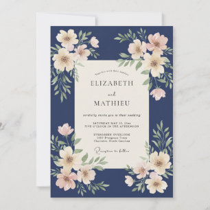 Midnight Ivory Petal Hochzeit Einladung