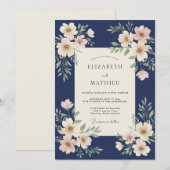 Midnight Ivory Petal Hochzeit Einladung (Vorne/Hinten)