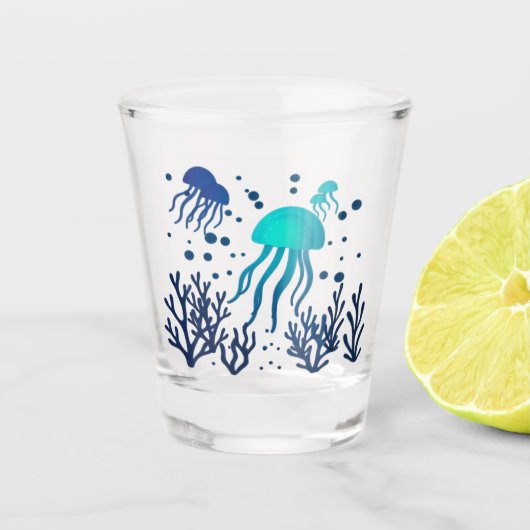 Midnight Jelly | Glowing Ocean Shot Glass Design Schnapsglas (Vorderseite)
