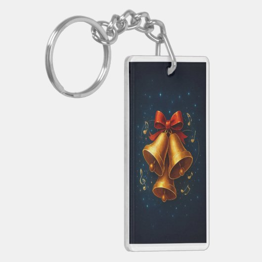 Midnight Jingle: Holiday Keychain with Golden Glow Schlüsselanhänger (Vorderseite links)